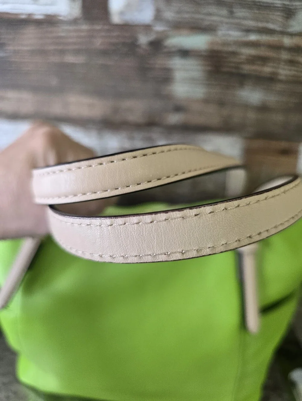 Michael Kors Lime Green Pebbled Leather Tote Bag Gold Hardware, EUC